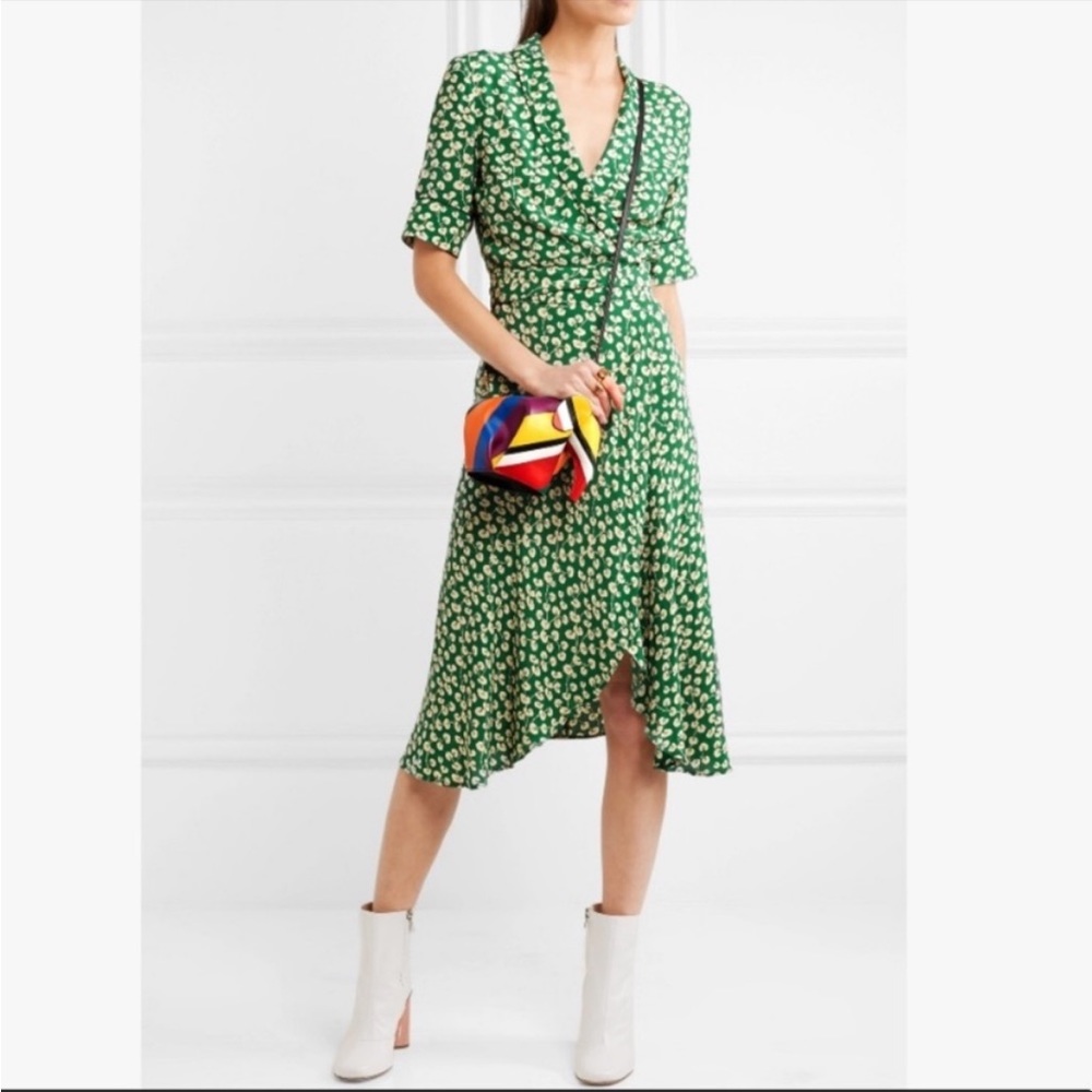 Ganni Green Dalton Crepe Wrap Dress NWT (XS) - Picture 4 of 10